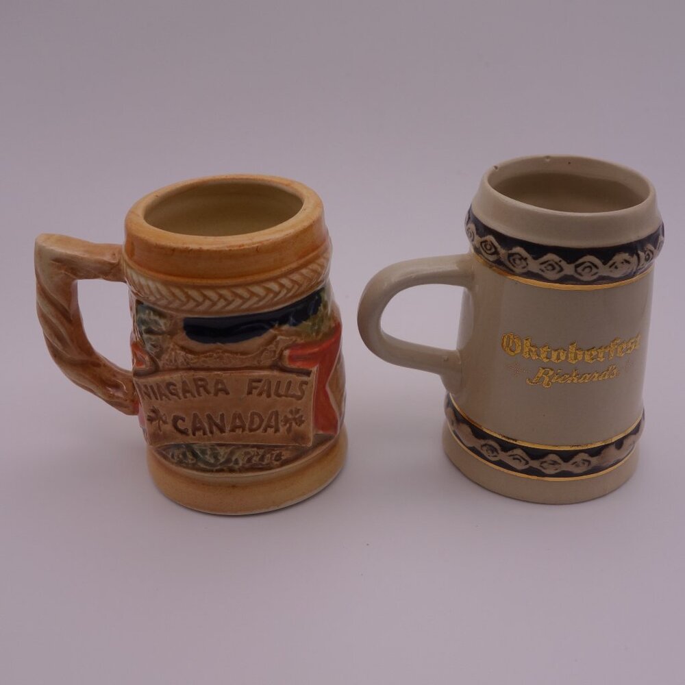 NIAGARA FALLS CANADA and Oktoberfest Rickards Mini Ceramic Beer Steins